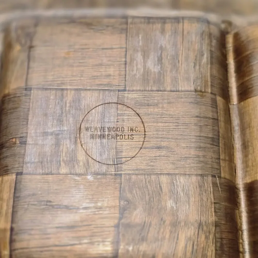 Stamped Weavewood Inc. Minneapolis Mid-Cent. Modern Wooden Divided Tray 14